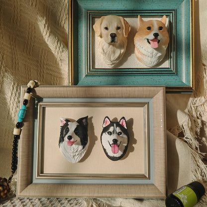 Customized Plaster Pet Sculpture with Magnet – Personalized Cat or Dog Keepsake for Car, Fridge, Frame