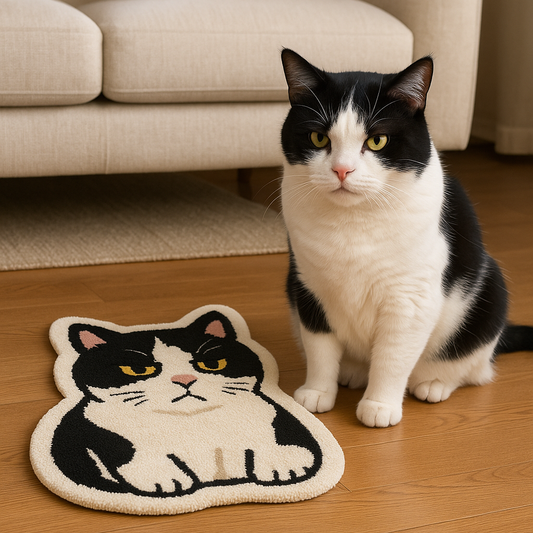 Custom Cat Head Rug – Handmade Tufted Pet Portrait Carpet