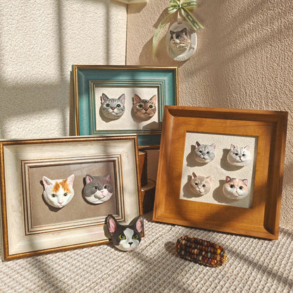 Customized Plaster Pet Sculpture with Magnet – Personalized Cat or Dog Keepsake for Car, Fridge, Frame