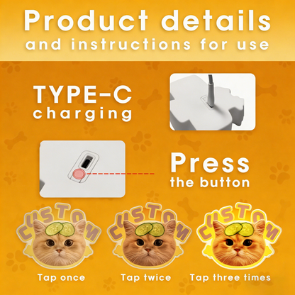 Custom Pet LED Night Light from Photo | Wireless Rechargeable Acrylic Dog/Cat Lamp | Personalized Pet Portrait Light | Pet Lover Gift